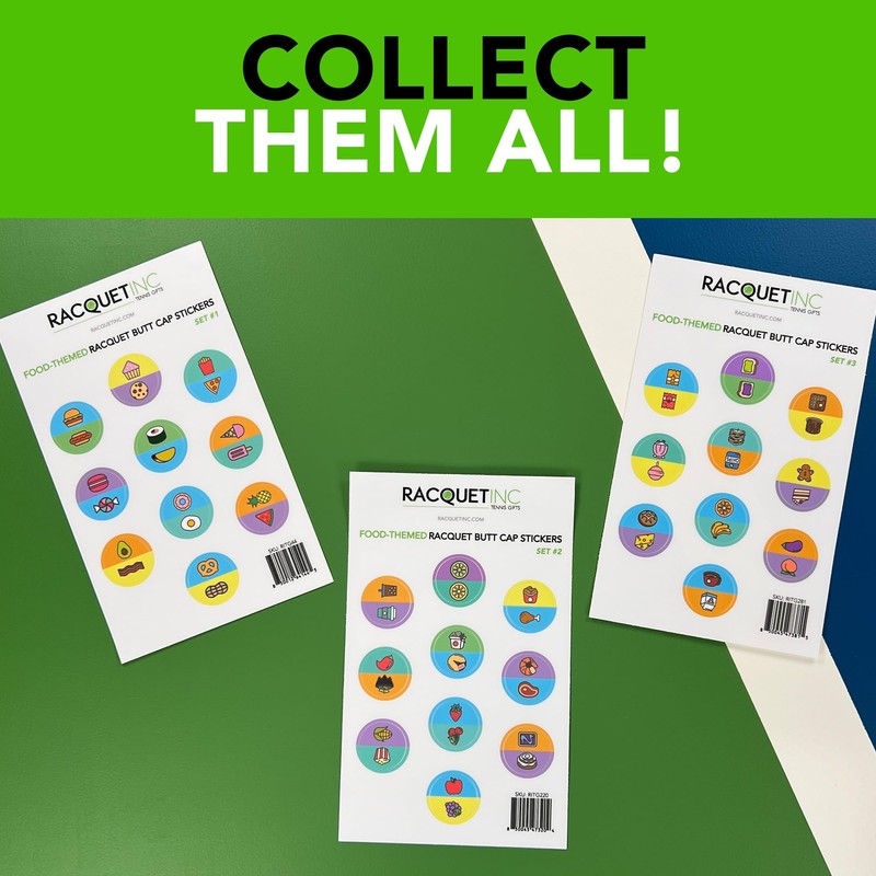 Cheat Meal Tennis Racquet Butt Cap Stickers, 10-Pack, Multi-Color, Scratch