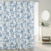 Extra Long Shower Curtain Blue Floral Cotton Cottagecore Shower Curtain
