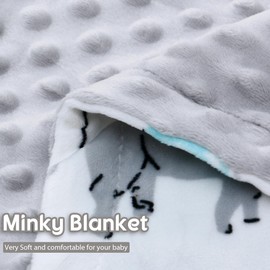 LAT Baby Blanket, Children's Blanket with Minky, Cuddly Blanket, Baby Cotton Crawling Blanket, Pram Blanket, Unisex Baby Blanket for Newborns, Children, Baby Blanket for Spring, Summer, 100 x 75 cm