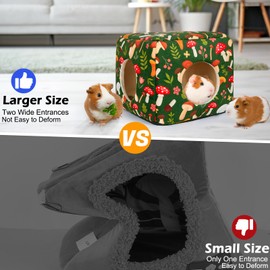 Hedgeink Guinea Pig Hideout Rabbit Bed Cubic Guinea Pig House Accessories Machine Washable Rabbit House Hideaway Hamster Bed for Bunny Chinchilla Ferret Small Pets