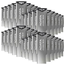 PSA COMPUTO Y PAPELERIA Memoria USB de 16 GB de Capacidad ADATA Modelo (UV250) Kit de 40 Unidades de Material metálico con Interfaz 2.0 Color Plateado