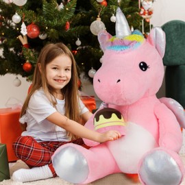 Cudhug 59" Unicorn Stuffed Animal-Giant Unicorn Plush Big Stuffed Unicorn Birthday Gifts for Kids Boys Girls