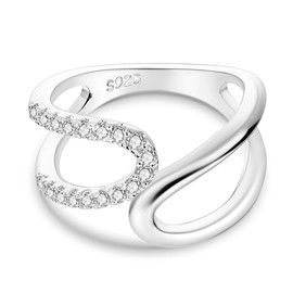 Hapour 925 Sterling Silver Rings for Women Cubic Zirconia Eternity Bands Heart Moon Galaxy Ring Silver Stackable Vintage Rings Statement Rings, 7, Gemstone, Cubic Zirconia