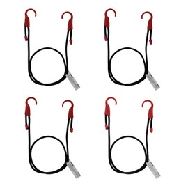 Lekarf Adjustable Bungee Cords, 4PC Pack 48 inch Elastic Cord with Anti-Slip Pirate Big Hook, 65LBs Tensile Force Bungee Ropes for Bike, Motorcycle Luggage Security and Other Outdoor Applicaton