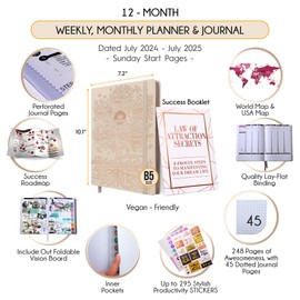 Law of Attraction Planner 2024-2025 - Academic Planner 2024-2025 | Weekly and Monthly Planner | Increase Productivity & Happiness | Daily Manifestation Journal | Goal Planner, Gratitude Journal & Planner Stickers | Dated from July 2024 - July 2025