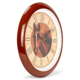 Mark Feldstein & Associates Horse Farmhouse Collection Vintage Natural Brown 13 inch Sound Wall Clock
