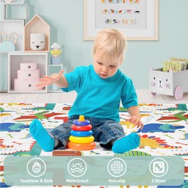 Winthome Highchair Splash Mat Baby, 43.3 Inches Large Washable Weaning Mat, Waterproof Anti-Slip Mess Mat (Alphabet, 110x110cm)