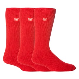 HEAT HOLDERS - 3 Pack Multipack Mens Insulated Thermal Socks for Winter (6-11, Red)