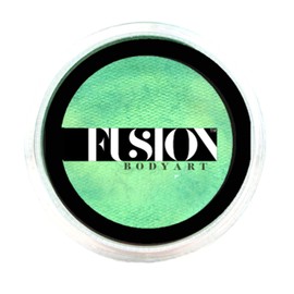 Fusion Body Art Pro Face Paint | Pearl Mint Green (25gm), Professional Quality Water Activated Shimmery Face and Body Paint Supplies Single Metallic Makeup Cake Hypoallergenic, Non-Toxic, Safe, Vegan