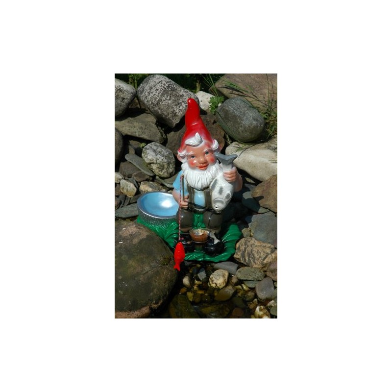 Garden Gnome Angler with Trough Approx. 33 cm Tall PVC