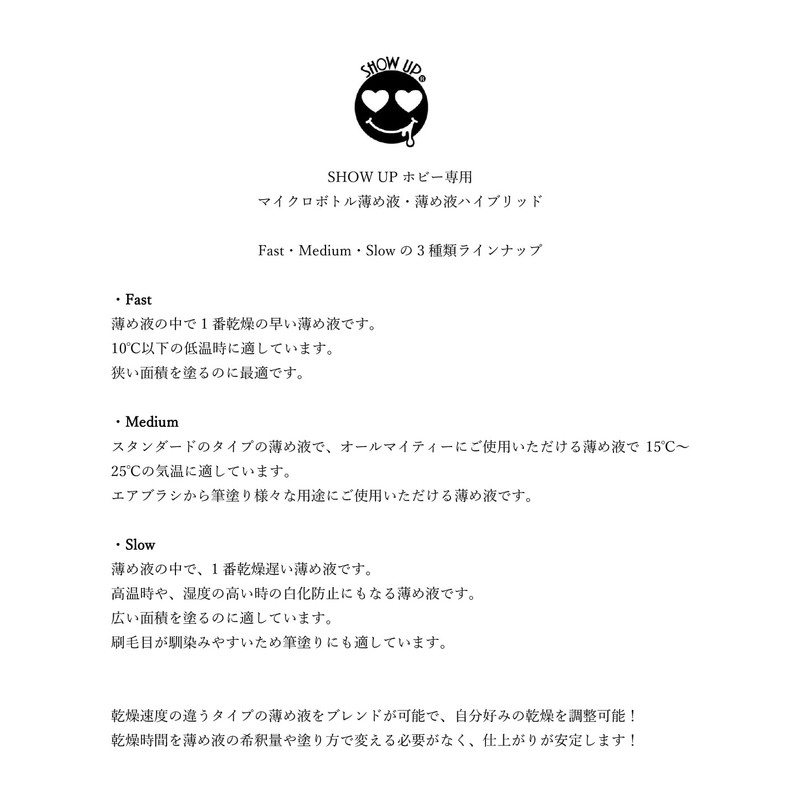 SHOW UP Micro Bottle Thinner Throw