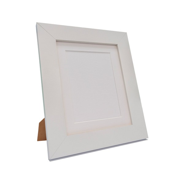 FRAMES BY POST Metro White Picture Photo Frame with White Mount 40 x 40cm For Pic Size 30 x 30cm