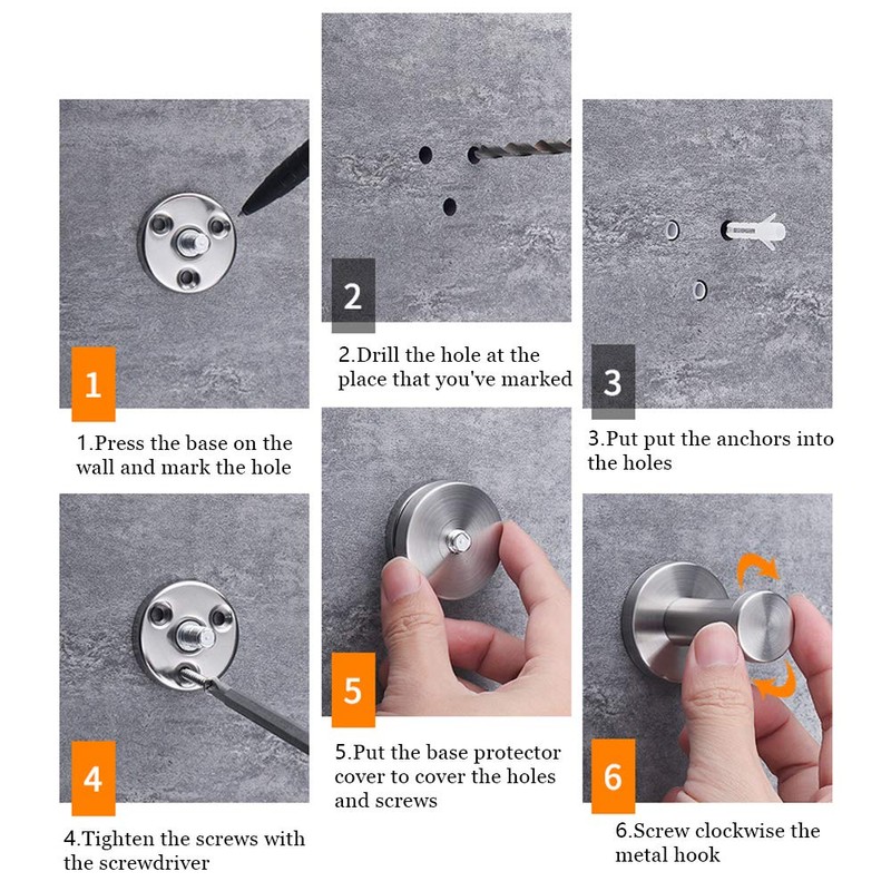 NewZC Wall-Mount Robe and Towel Hooks 3 Packs Bath Robe