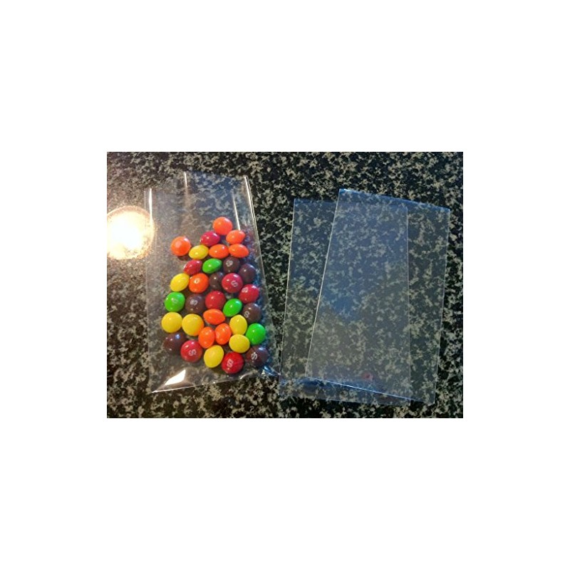 UNIQUEPACKING 100 Pcs Clear Flat Cellophane Cello Bags 4 1/4