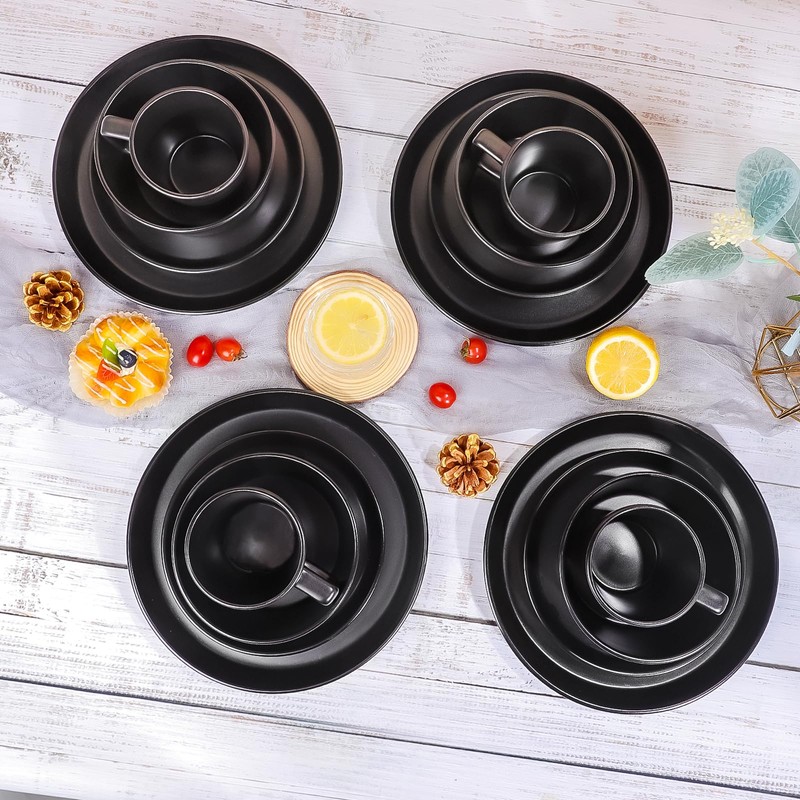 GOOD ALWAYS Plates and Bowls Sets, 16 Pieces Dinnerware Sets,