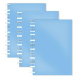 HOVUK 3x Wirebound Notebooks with 50 Sheets| A4 Blank Journal Spiral Notepads Twin Wiro Diary| Blue Plastic Cover with Premium Papers, Size: 29cm