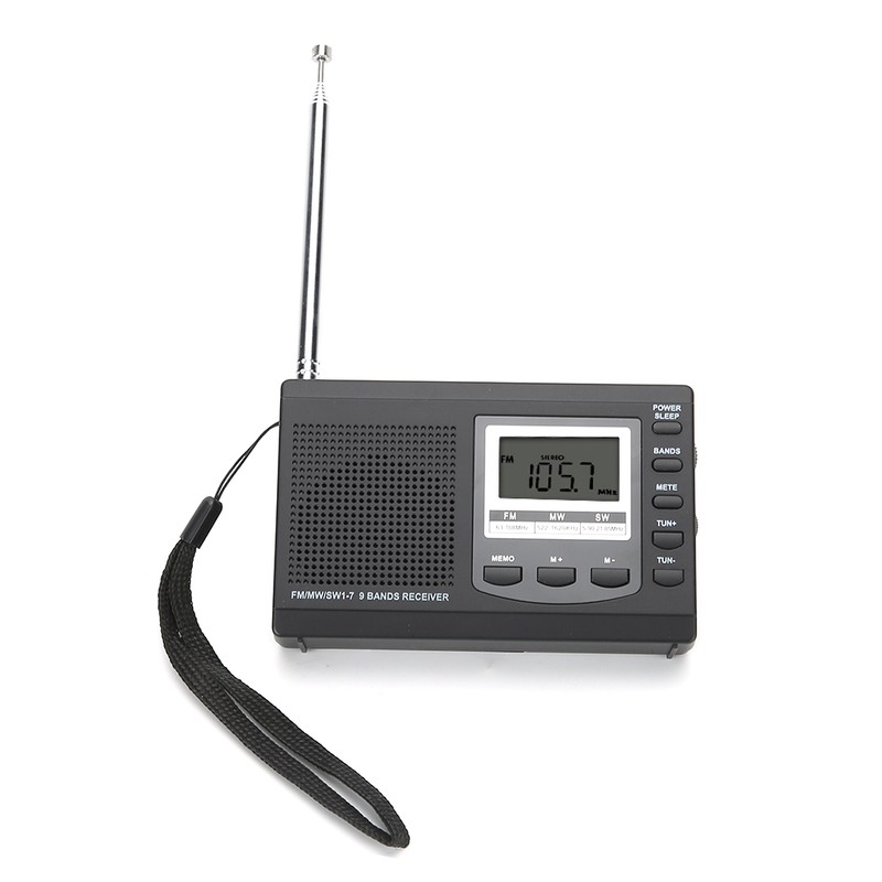 Portable Mini Radios FM/MW/SW Receiver with Digital Alarm Clock FM