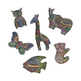 Vie Naturals Handmade Aborigine Design Animal Fridge Magnet -Set of 6