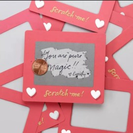 Unbranded Valentines Day DIY Custom Scratcher Reveals Message Small Greeting Card