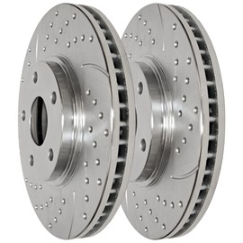 AutoShack Front and Rear Drilled and Slotted Brake Rotors Silver and Ceramic Pads Kit Set Replacement for 2005-2009 Buick LaCrosse Allure 2005-2008 Pontiac Grand Prix 3.6L 3.8L V6 FWD BRKPKG039403