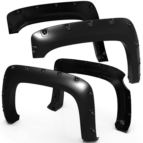 Tyger Auto Fender Flares Compatible with 2007-2013 Chevy Silverado 1500 2500 3500HD (NOT FIT 2007 Classic) 5.8' Bed, Smooth Textured Paintable Bolt-Riveted Style 4pc | TG-FF8C4108