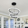 O'NEELDY Modern 3 Ring LED 52W Black Pendant Light with