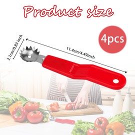 4pcs Tomato Strawberry Corer Tool, Strawberry Huller Stem Remover Fruit Vegetable Skin Peeler Seeder Core Removing Tools with Ergonomic Handles Kitchen Gadget for Canning Strawberries Tomatoes