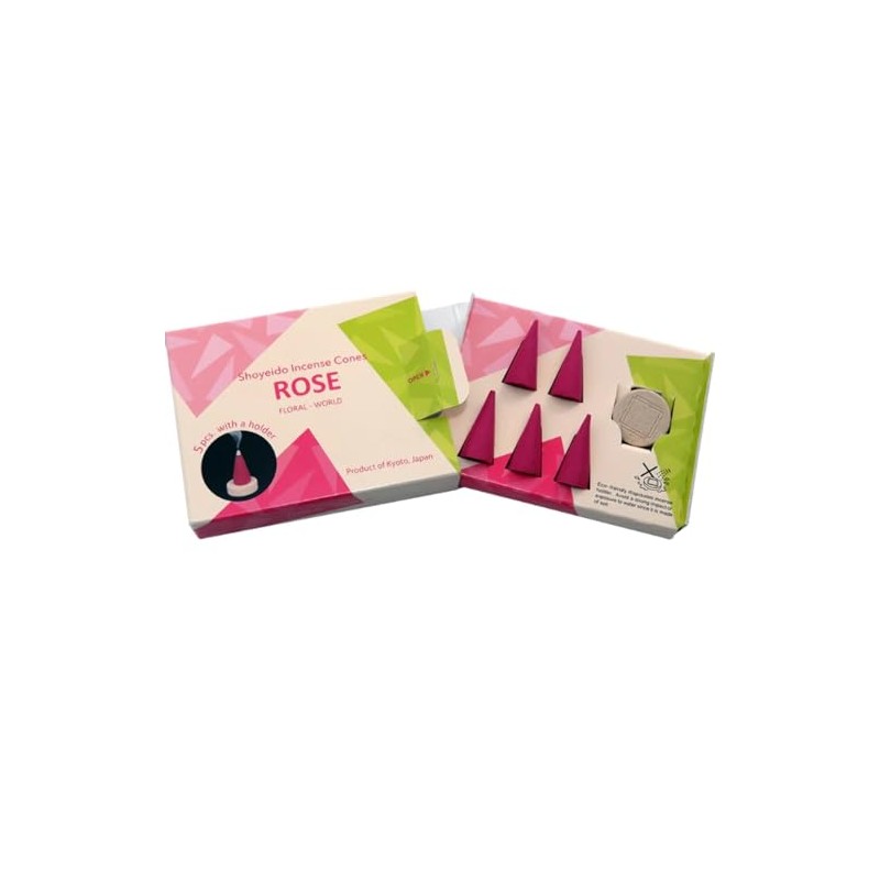 SHOYEIDO Rose Incense Cones, 5-Cone Set
