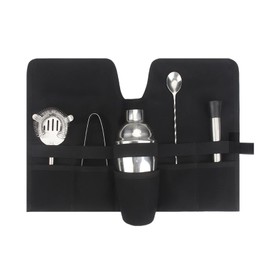 Jaugufiy Canvas Bartender Bag Travel Bartender Kit Bag Bar Kit Bag Professional Bartender Roll Strap Mixology Bartender Kit Cocktail Set Bag Bar Tools Carry Bag (Black)