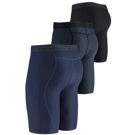 DEVOPS 3 o 5 unidades de pantalones cortos de compresión para hombre, pantalones cortos deportivos de elastano para entrenamiento atlético, correr, rendimiento, 2# (Básico) - Negro / Carbón / Azul Marino, Small