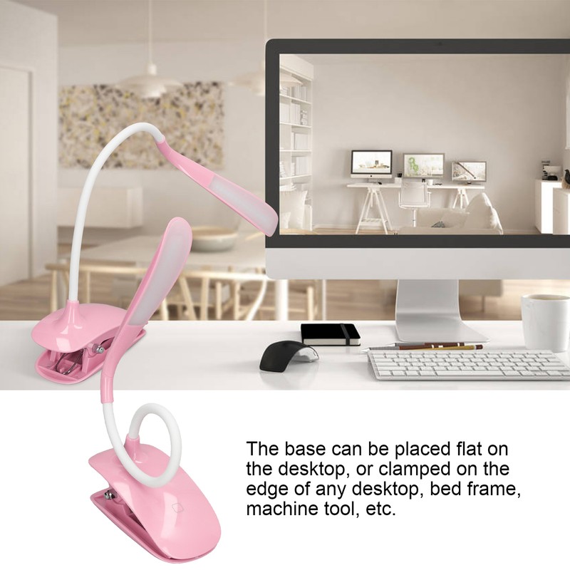 LED Desk Lamp 360° Adjustable Clip On USB Rechargeable Table