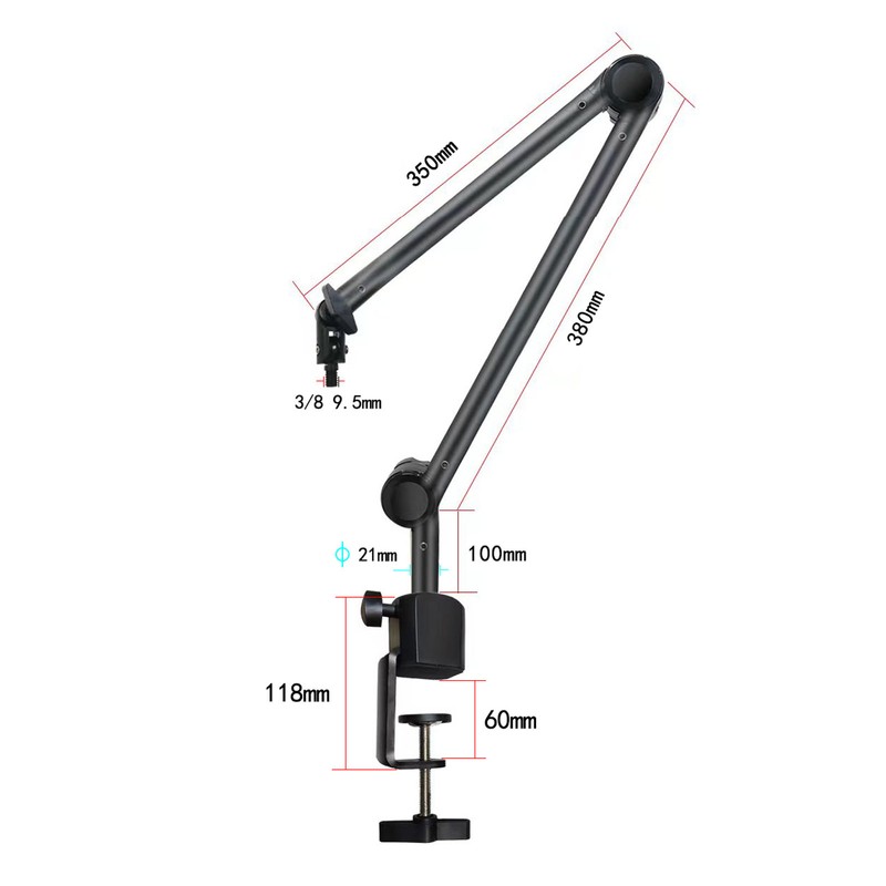 Microphone Arm Stand 180 Degree Adjustable Stable Durable Carbon Steel