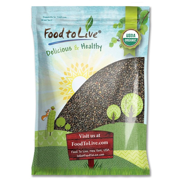 Organic French Green Lentils, 15 Pounds - Whole Dry Beans, Non-GMO, Kosher, Raw, Sproutable, Bulk