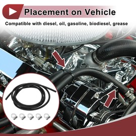 HEROFFIX 1 Set 1/8" Fuel Line Kit 8ft Vacuum Hose Automotive Fuel Hose with 5 Clamps Black NBR Rubber