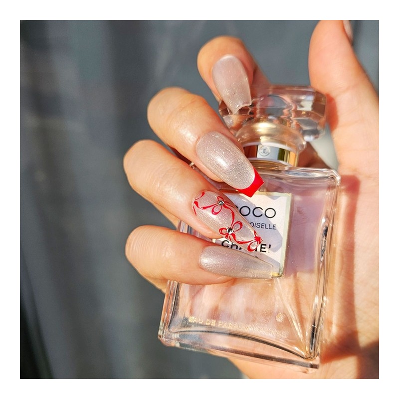 Ribbon handmade nail tip - long point / 리본 수제네일팁