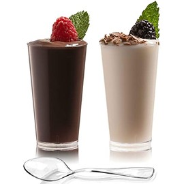 Zappy 200 Pack 3 oz Plastic Mini Dessert Cups with Spoons for Party and Event, Disposable Parfait Appetizer Cups Pudding Shot Glasses