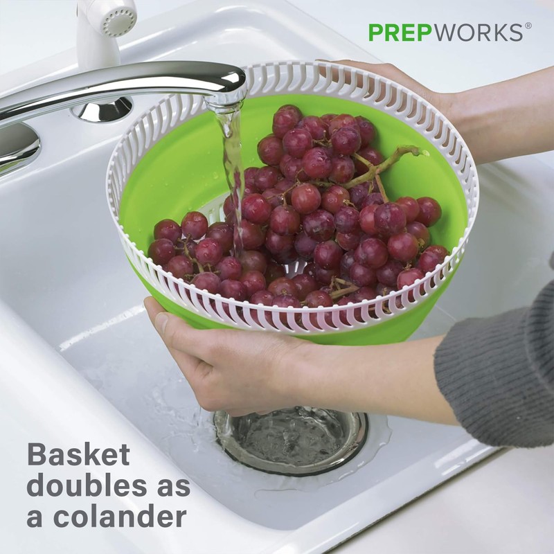 PrepWorks 3 Qt Collapsible Salad Spinner – Space-Saving, Easy-to-Use, BPA-Free,