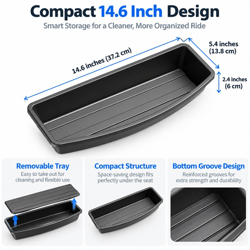Under Seat Car Storage Box Organizer – Removable Tray Container