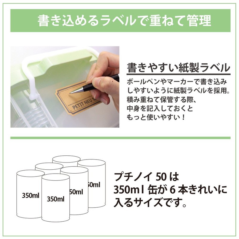 Fudogiken F-2574H Storage Box, Petinoi 50 (with Handle) Clear