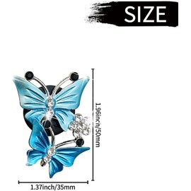 4 Pcs Blue Car Air Fresheners Vent Clips,Cute Dual Butterfly Diamond Rhinestone Air Freshener Vent Clip Sparkly Car Decoration Car Interior Decor Bling Car Accessories for Women Automotive