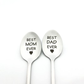 Best Parents Gifts Best Mom Dad Ever Spoon Set Christmas Birthday Gifts for Mom and Dad Fathers Day Mothers Day Gift Anniversary Presents for Parents