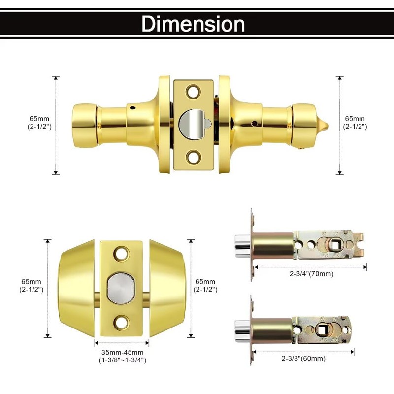 NIZADO Keyed Entry Door Lock Set Gold, Double Cylinder Deadbolts,