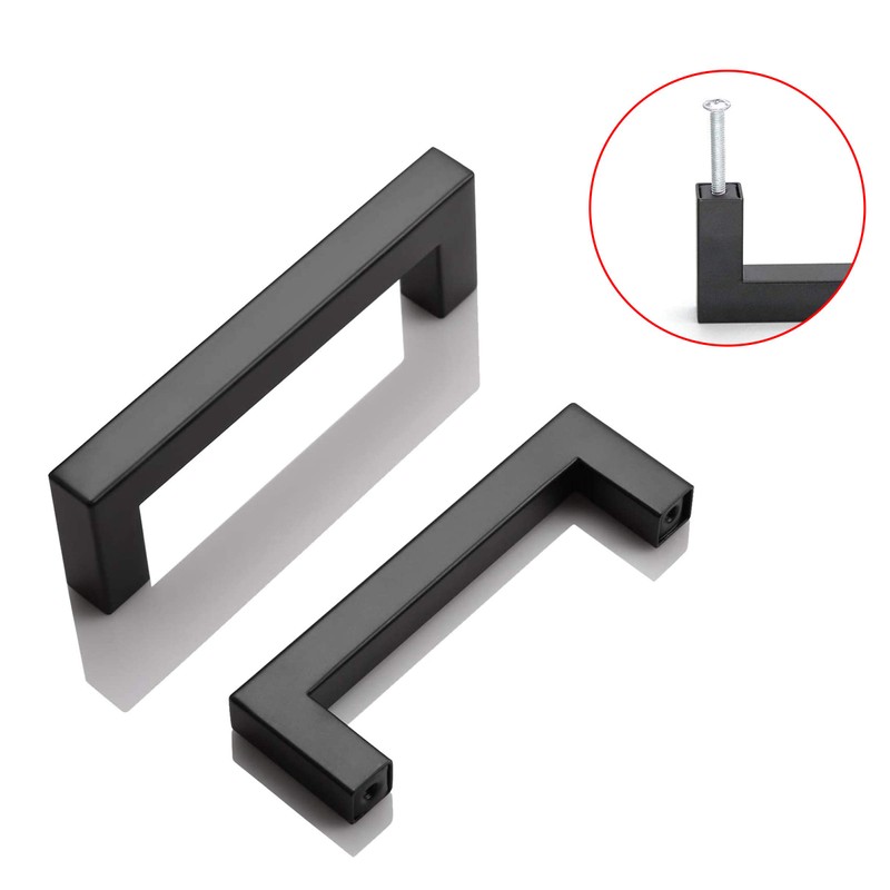 Drenky 5 Pcs Black Kitchen Handles - Stainless Steel Square