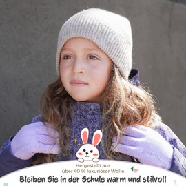 Unisex Children's Winter Gloves for Boys Girls Thermal Gloves Touchscreen Winter Gloves Warm Wool Knitted Gloves with Fleece Lining 3-15 Years, Thistle