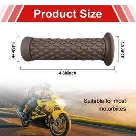 Motorcycle Hand Grips, 7/8" Vintage Non-Slip Rubber Handlebars, Soft Motorbike Thruster Grip for Hand Comfort, Universal Accessories for Motocross Scooter Dirt Bike (Coffee)