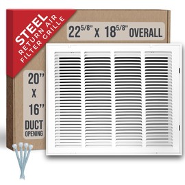 Fits 20x16 Duct Opening | Steel Return Air Filter Grille by Handua [Removable Door] | Vent Cover Grill | White | HVAC Cold Air Intake Grille | Out Dim: 22 5/8"W X 18 5/8"H
