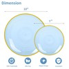 100PCS Blue Plastic Plates-Crystal Design Blue Disposable Plates with Gold