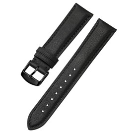 Afany Leather Watch Band 23mm for Men and Women, Quick Release Watch Strap, Black Replacement Watchband，Black Polished Pin Buckle
