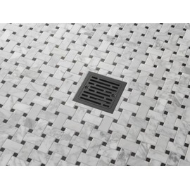 Delta Faucet 4 Inch Tile-In Square Shower Floor Drain Black, Shower Drain Kit, Square Shower Drain, Chrome Shower Drain, Shower Floor Drain, Matte Black DT062412-BL