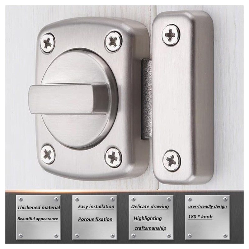 MINMHDONG Door Latch Sliding Bolt Lock Double-Sided Rotating Door Lock